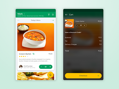 Home & Cart for Food Delivery android cards fab food tech impulse purchase material design shopping cart ui ux