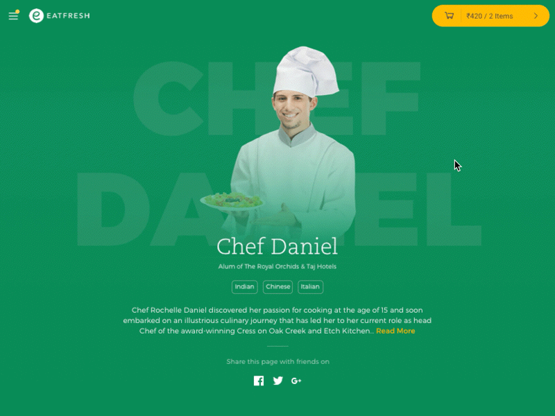 Chef Profile and Bio animation chef food tech gif mograph motion graphics profile responsive design ui ux