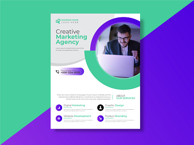 Creative Marketing Agency Flyer Template Design branding business business card business identity cover design flyer flyer design graphic design illustration logo vector