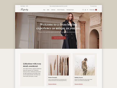 Homepage Design - Temperley London brand clean clothing ecommerce fashion home page interface luxury minimal ui design ux design web design website womenswear