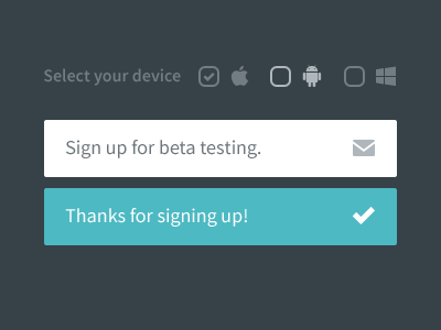 Select your device checkbox design device input landing page web