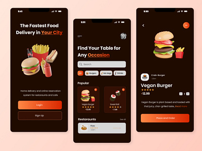 Food Delivery App 3d animation app branding delivery design food graphic design icon illustration ios iphone logo motion graphics ui ux