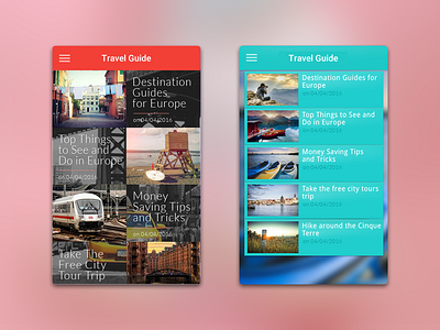 Travel Guide feeds guide list listing matrix news rss travel ui ui design ux visit