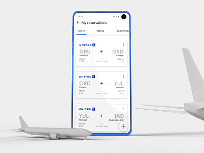 Google Trips airplane app blue card design flight google google design inspire mobile texture ticket trip ui ux