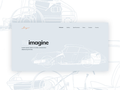 ReImagine Porsche 911 Singer 911 blueprint car card design home illustration logo porsche project singer site ui ux