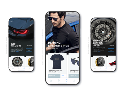 BMW Shop app blue bmw car card color design ecommerce ecommerce app inspire mobile shop site ui ux