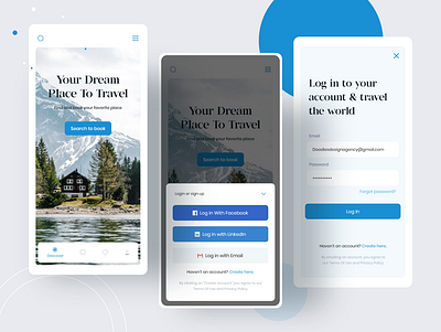 Travel app UI/UX design concept. app design app designer graphic design home hotel book login mobile app sign in sign up travel app ui uiux