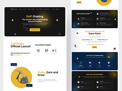 Staking Website Landing page design - Website design 3d bitcoin blockchain crypto stake cryptocurrency defi staking graphic design hero landing page mining nft staking ui web design website design