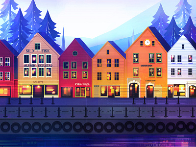 Bergen Blues bergen design illustration illustrator landscape norway photoshop