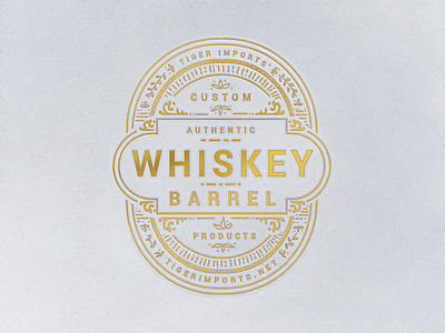 Whiskey Barrel Logo alcohol brand branding elegant filigree gold label letterpress logo