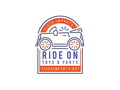 Ride On Toys & Parts brand branding car child children illustration logo marketing orange sticker toy