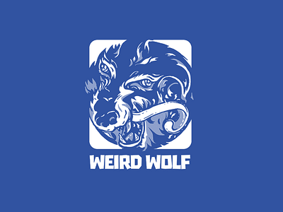 Weird Wolf Logo animal blue brand branding cartoon game dev illustration logo silly stylized video game wolf