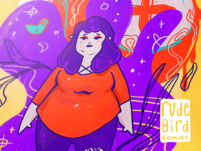 First Comic Project - style test abstract cartoon character colorful comic comic art fat girl illustration lady rude bird stylized woman