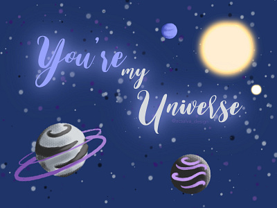 You are my universe design graphic design illustration procreate stars typography ui valentines