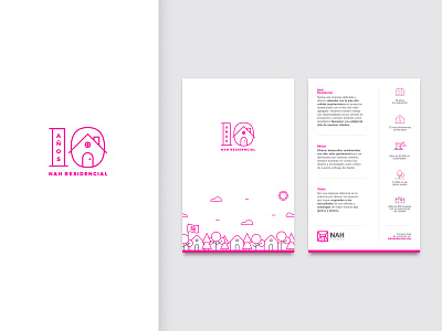 NAH Residencial / 10 year anniversary brand branding design home house houses illustration logo logo design mexican mexico pink real estate real estate branding