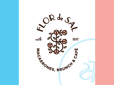 Flor de Sal ☕️ bistro brand brunch cafe coffee color design flower flowers food france french illustration logo macarons mark mexico monogram monogram design typography