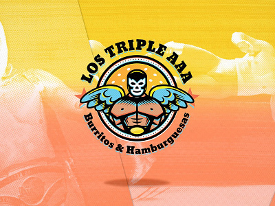 Los Triple AAA angel angels brand burger burgers burrito burritos delicious design fight folklore food logo lucha libre mark mexico puebla restaurant strength wrestler
