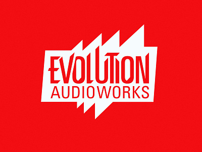 Evolution Audioworks app audio audio app audio wave brand color design logo mark red sound sound wave spike spikes typography vector wave