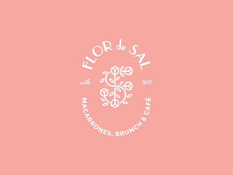 Flor de Sal (color variation) bistro brand branding break fast brunch coffee coffee shop cute dinner european flower flower logo flowers food france french logo monogram monogram logo pastry