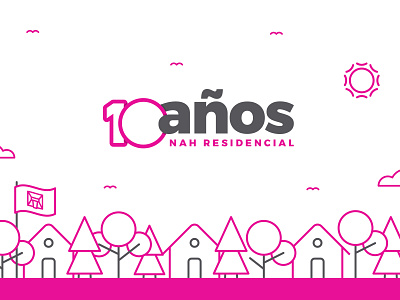 10 years brand branding color design happy house houses illustration logo mexico pink puebla real estate vector
