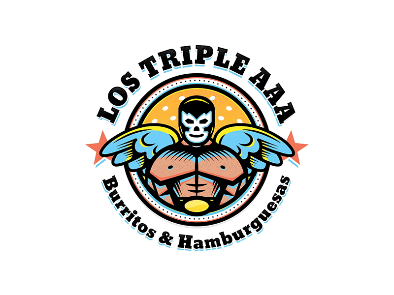 AAA Wrestling 50s animation brand branding branding design burgers burritos delicious hamburgers illustration logo logo design lucha libre luchador mexico restaurant restaurants tradition wrestler wrestling