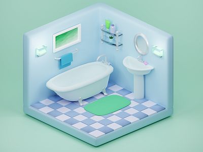 Isometric Bathroom in Blender 3d 3d model bathroom blender isometric room blender