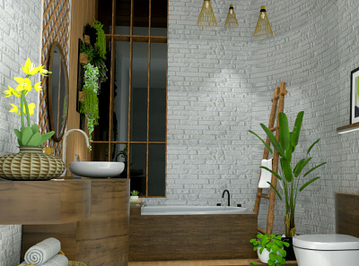 Rustic Bathroom 🍁☘️ bathroom design exterior graphic design indoor plant interior rustic