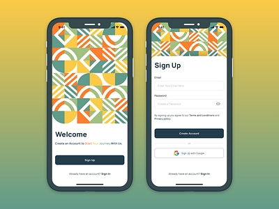 Sign Up page iOS app UI design