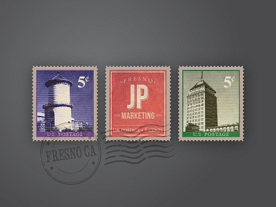 Going Postal branding fresno mail promotional stamp vector vintage