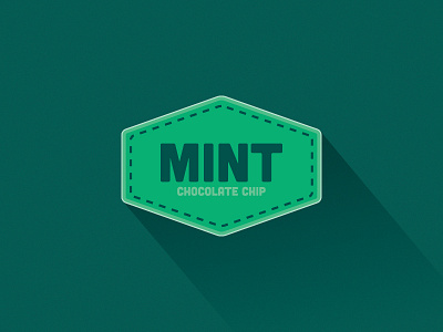 Mint Chocolate Chip badge cream design flat ice long mint shadow stitch web