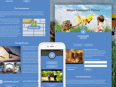 Where Community Thrives airplane blue gossamer home builder landing page one page responsive website