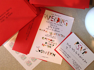 Invitation + RSVP flowers print wedding