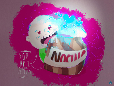 Aqui Hay Amor cartoon chocolate clean creative design designer illustration illustrator love nutella valentines