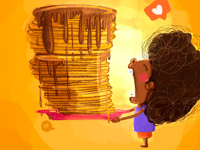 Pancakes cartoon childhoodweek childrens illustration colors illustration pancakes procreate yellow