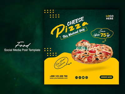 Cheese Pizza Social Media Banner & Instagram Post.