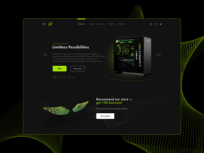 Online store pc 3d black blockchain blue branding computer design green home page illustration logo online sore ui ux uxui web design