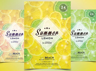 Summer lemon flyer flyer template graphic design