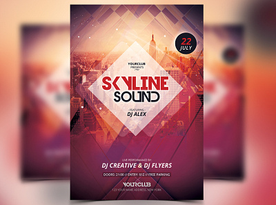 Skyline sound flyer flyer template graphic design