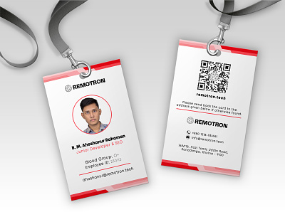 Office ID Card In Red Theme branding corporate id card design graphic design id card design id card idea id card with qr code logo modern id card office id card official id card red id card design staff id card student id card