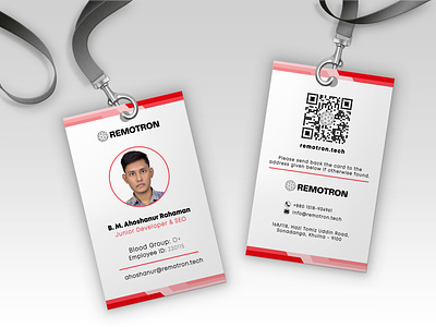 Office ID Card In Red Theme