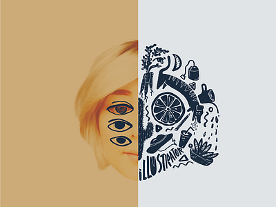 Two Face collage collageart eyes face face art hand drawn illustration lemon split