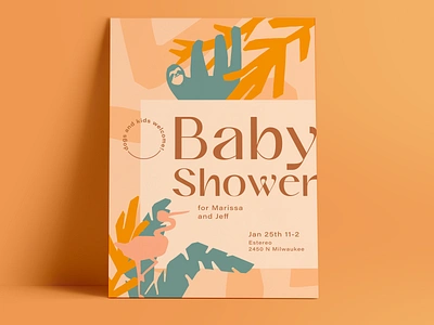 Baby Shower Invite baby baby shower hand drawn illustration illustration art invitation invitation design invite jungle print design