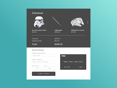Credit Card Checkout (Daily UI Challenge #2) checkout credit card daily ui daily ui challenge e commerce flat payment shopping star wars ui user interface