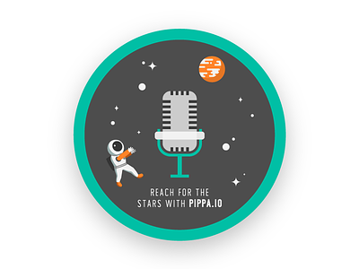 Pippa Sticker astronaut flat design iconography pippa planets podcast podcasting space sticker