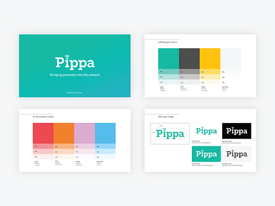 Pippa Brand Guidelines brand guideline color scheme logo logo usage logo variations pippa podcasting style guide visual guide