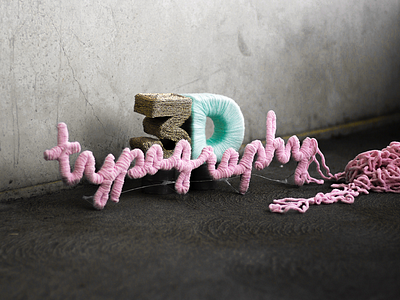3D Typography 3d handmade typography yarn
