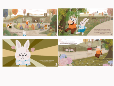 Spread 1-4 of "Coco" book animal art book books children illustration nature playground