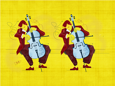 dos violonchelos design illustration vector