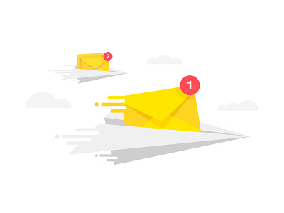 notifications cloud fly illustration mail message notifications paper plane remind vector