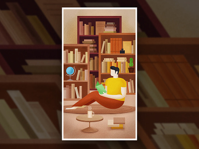 Habit App Illustration #2 book bookshelves flat illustration read study ui vector